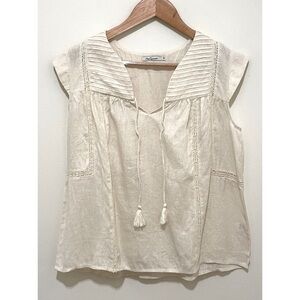 Mes Demoiselles Women's 100% Linen Top Tassel Detail, Size 2